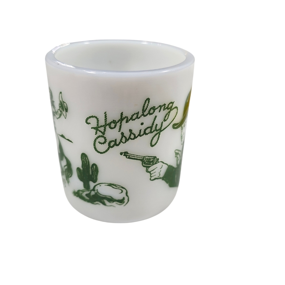 Vintage 1950s Hopalong Cassidy Cowboy Milk Glass Mug - Picture 2 of 9